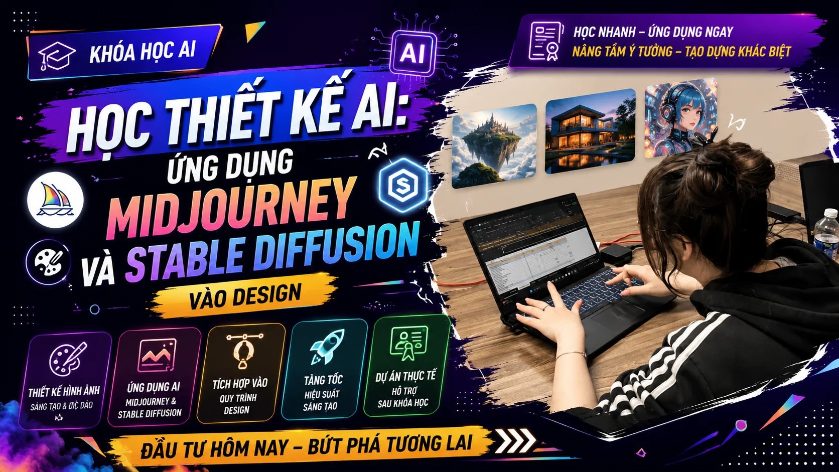 Học Thiết Kế AI: Ứng Dụng Midjourney Và Stable Diffusion Vào Design