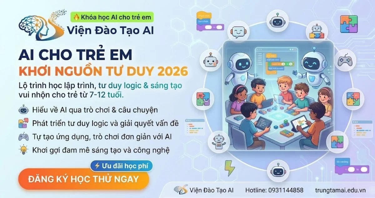 LỘ TRÌNH TRÍ TUỆ NHÂN TẠO AI CHO TRẺ EM TẠI VIỆN ĐÀO TẠO AI