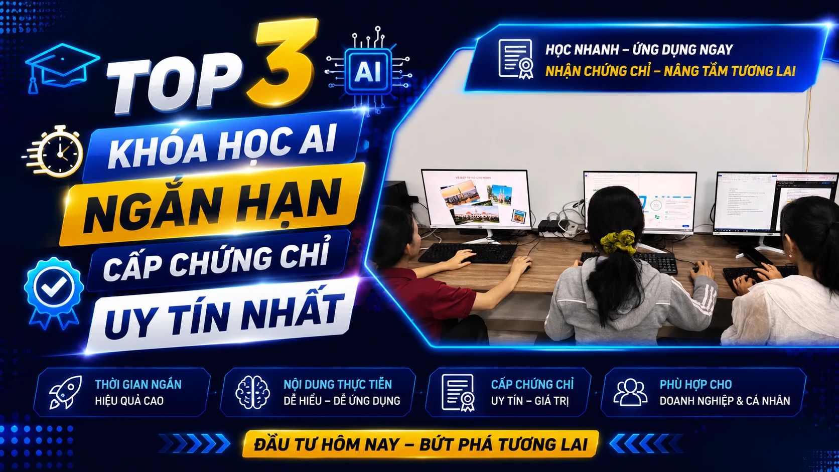Top 3 khóa học AI ngắn hạn cấp chứng chỉ uy tín nhất