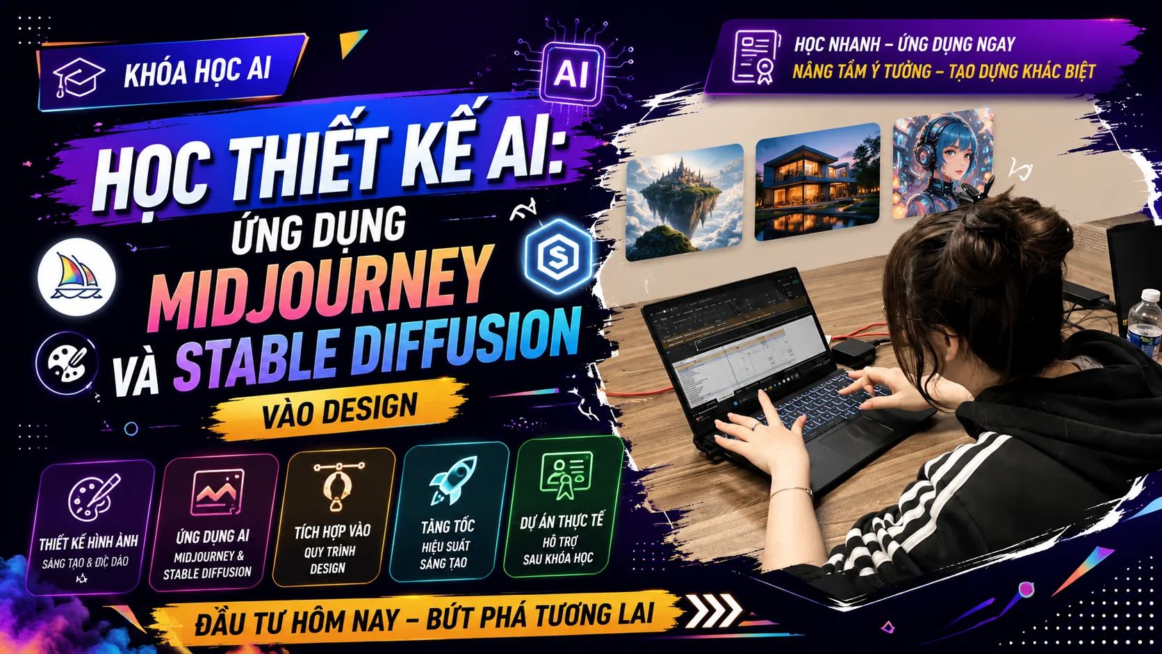 Học Thiết Kế AI: Ứng Dụng Midjourney Và Stable Diffusion Vào Design
