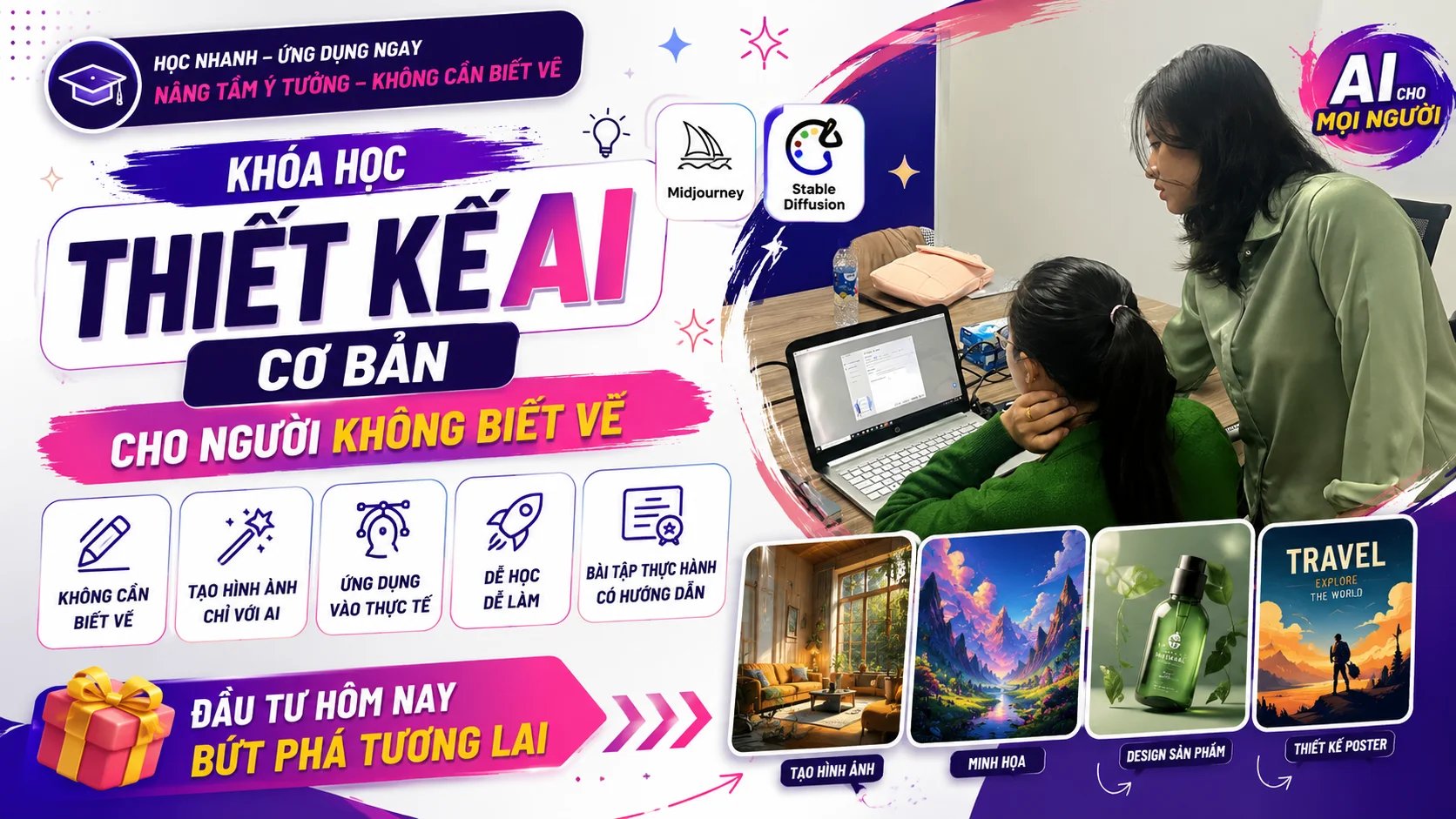 Khóa Học Thiết Kế AI Cơ Bản Cho Người Không Biết Vẽ: Từ Zero Đến Designer